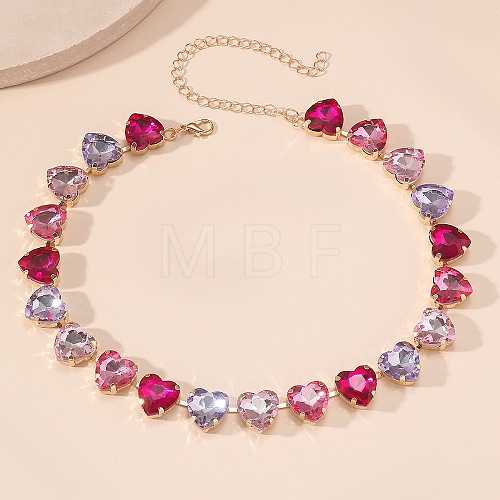 Alloy Colorful Rhinestone Cup Chain Necklaces for Women FS-WG72CA4-02-1