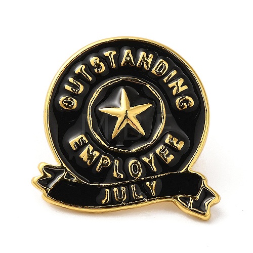 Golden Tone Alloy Outstanding Employee of The Month Enamel Pins JEWB-K021-07G-07-1