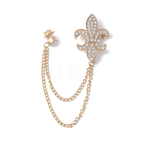 Vintage Fleur De Lis Alloy Hanging Chain Brooches JEWB-NH0001-02G-1