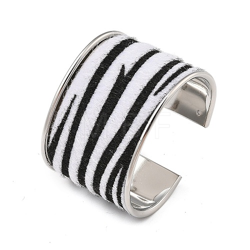 Alloy PU Open Cuff Bangles Bangles BJEW-U014-01P-02-1