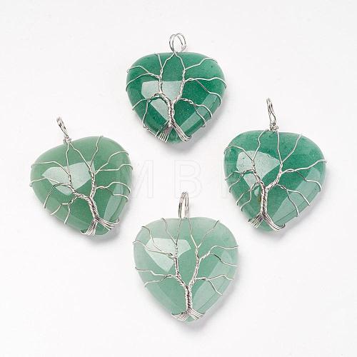 Natural Green Aventurine Pendants G-G713-F07-1