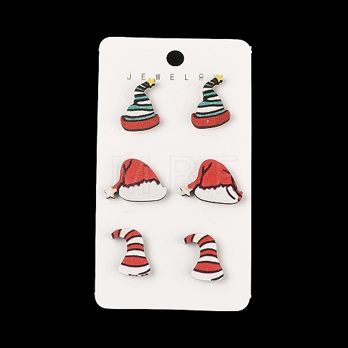 Christmas Theme Stud Earrings Set EJEW-U016-05P-04-1