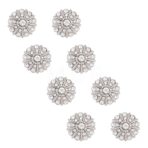 SUPERFINDINGS 8Pcs 1-Hole Alloy Rhinestone Shank Buttons FIND-FH0008-86P-1