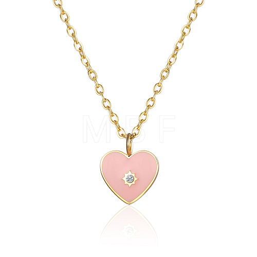 Sweet Pink Heart Pendant Necklace for Women UK9775-1-1