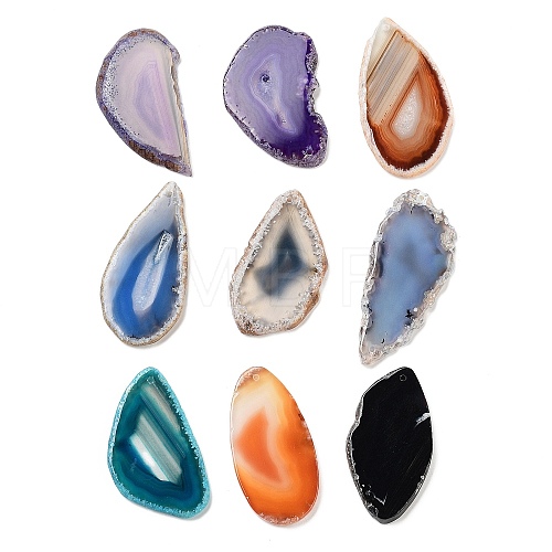 Natural Agate Slices Pendants G-G517-M24-1