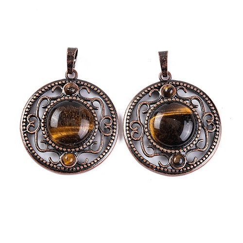 Natural Tiger Eye Pendants G-Q158-03-09-1