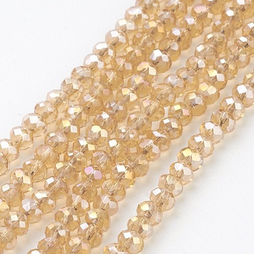 Electroplate Glass Beads Strands X-EGLA-D020-6x4mm-49-1