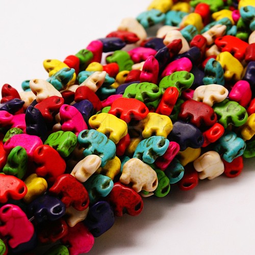 Elephant Synthetic Turquoise Beads Strands TURQ-I010-36-1
