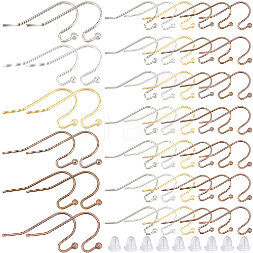 SOFPLATE 300Pcs 6 Colors Brass Earring Hooks KK-SP0001-37-1