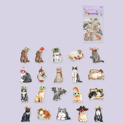 40Pcs Cute Cat PET Waterproof Self Adhesive Stickers PW-WG20115-02-1