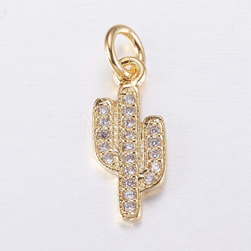 Brass Micro Pave Cubic Zirconia Charms X-ZIRC-E135-34G-1