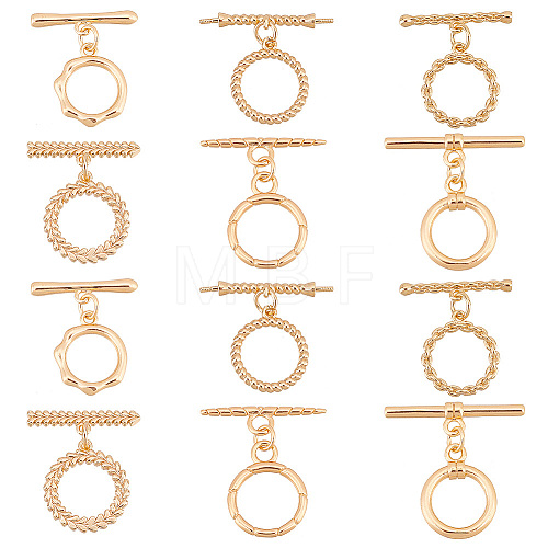   12Pcs 6 Styles Brass Toggle Clasps KK-PH0006-45-1