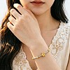 Duo Tone 201 Stainless Steel Star Round Snake Chain Bracelets for Women WGA233C-01-3