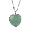 Natural Green Aventurine Faceted Heart Pendant Necklaces NJEW-JN05104-02-2