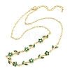 Brass Pave Cubic Zirconia Flower Link Chain Necklaces KK-CBA4547-18G-03-5