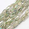 Faceted Rainbow Plated Teardrop Electroplated Glass Beads Strands EGLA-F104-01A-1