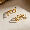 304 Stainless Steel Pave Cubic Zirconia Cuff Earrings WG912F2-01-1
