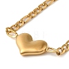 304 Stainless Steel Figaro Chain Heart Link Bracelets for Women BJEW-K237-10G-2