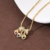 Brass Pave Colorful Cubic Zirconia Pendant Box Chain Adjustable Slider Necklaces NJEW-D348-03E-G-3