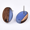 Resin & Walnut Wood Stud Earring Findings MAK-N032-004A-A08-3