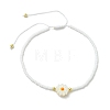 Natural Freshwater Shell & Glass Seed Beaded Adjustable Brecelets BJEW-JB13766-01-3