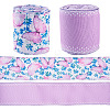2 Skeins 2 Colors  Summer Theme Polyester Printed Wired Ribbon SRIB-TA0001-24A-1