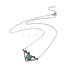 Natural Green Aventurine Triangle with Flower Pendant Necklace NJEW-P274-01AS-05-2