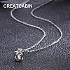 CREATCABIN Rhodium Plated 925 Sterling Silver Pendant Necklace SJEW-CN0001-10-6