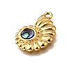 304 Stainless Steel Pave Natural Paua Shell Pendants STAS-C122-21C-01G-2