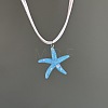 Bohemian Resin Starfish Pendant Double Strands White Imitation Leather Cord Necklaces for Beach FS-WG78CDF-02-1