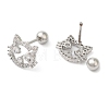 Cat Shape Brass Micro Pave Clear Cubic Zirconia Ear Plug Gauges EJEW-L289-02P-02-2