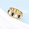 304 Stainless Steel Enamel Oval Hollow Cuff Rings RJEW-D306-26G-2