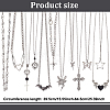 12Pcs 12 Style Heart & Cross & Butterfly & Bat Alloy Enamel Pendant Necklaces Set with Rhinestone NJEW-FI0001-03-2