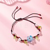 Handmade Silver Foil Glass Lampwork &  Natural White Jade Beads Braided Bead Bracelets for Women BJEW-JB12728-02-1