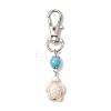 Tortoise & Round Synthetic Turquoise Beaded Pendant Decoration HJEW-JM02296-02-1