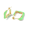 Enamel Twist Square Stud Earrings EJEW-P214-23G-02-2