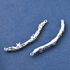 Brass Micro Pave Clear Cubic Zirconia Textured Curved Stick Links Connector Charms KK-Z156-18S-2