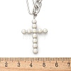 304 Stainless Steel & ABS Plastic Imitation Pearl Cross Pendant Necklaces NJEW-S442-09P-5