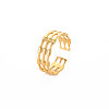 Ion Plating(IP) 304 Stainless Steel Bamboo Shape Open Cuff Ring for Women RJEW-S405-201G-3