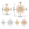 32Pcs 4 Styles Brass Solar Eclipse Links Connectors KK-DR0001-10-2