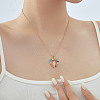 Vintage Brass Cubic Zirconia Religious Virgin Mary Heart Hollow Pendant Necklaces AB7554-1-2