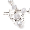 Alloy & Pearlized Glass Pearl Beads Stretch Bracelets for Women BJEW-JB11364-01-3