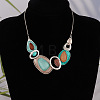 Oval Alloy Enamel Pendant Necklaces & Stud Dangle Earrings Sets for Women WG437DC-01-4