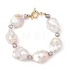 Natural Baroque Pearl Keshi Pearl & Cultured Freshwater Pearl Beaded Bracelets for Women BJEW-JB14089-3