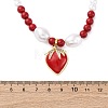 Strawberry Brass Micro Pave Clear Cubic Zirconia Red Enamel Pendant Necklaces for Women NJEW-G162-04G-5