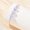 Natural Blue Lace Agate Round Graduated Beaded Brass Cuff Bangles BJEW-JB14463-02-2