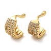 Leaf Shape Brass with Cubic Zirconia Cuff Earrings KK-Z033-30G-1