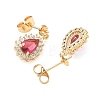 Brass Pave Cubic Zirconia Stud Earring Findings KK-C172-09G-2