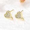 Heart Brass Micro Pave Cubic Zirconia Ear Studs EJEW-D304-35P-5