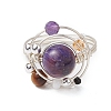 Planet Natural Amethyst Finger Rings RJEW-TA00165-03-2